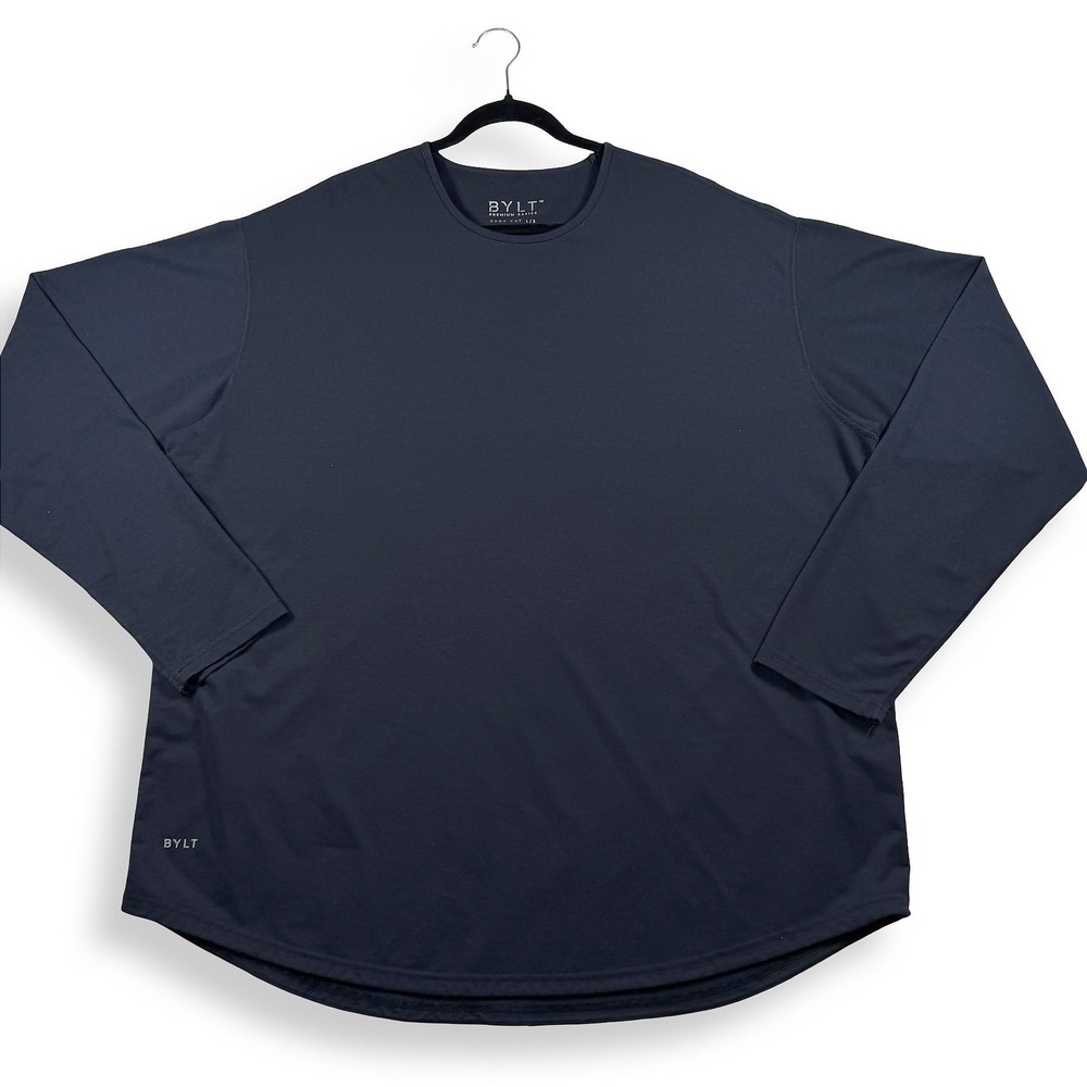 BYLT Premium Basics Drop Cut Long Sleeve Shirt Navy Mens 3XL Stretch NWOT